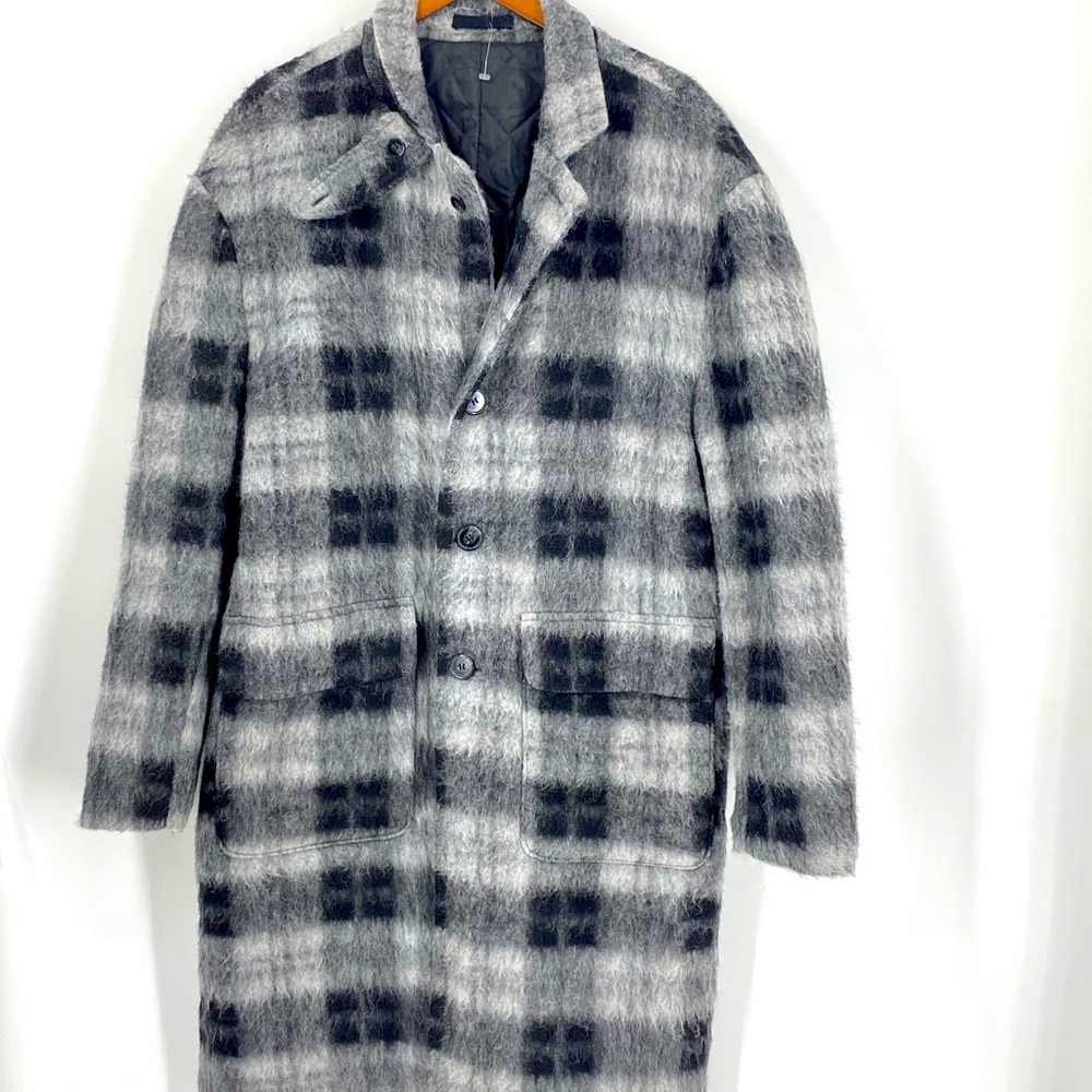 Twenty Montreal Plaid Mohair Blend Longline Walker Coat | L | NWT